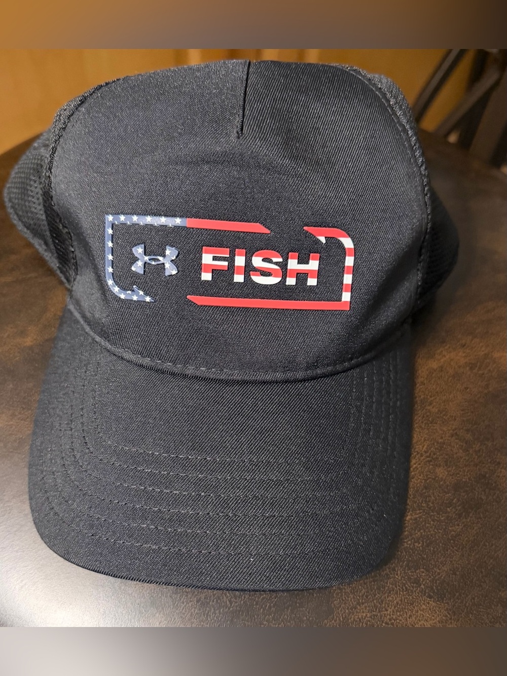 Under Armour Black Hat with Red and White Accent - FISH Logo